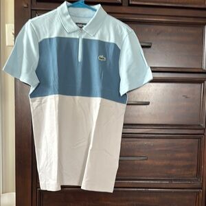 Lacoste Men's Blue and White Polo Shirt